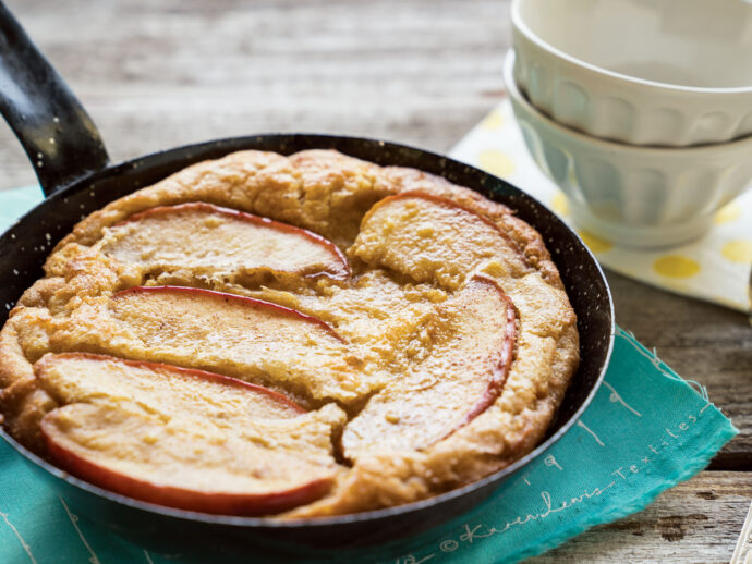 Caramelized Apple Socca Spoon Bread